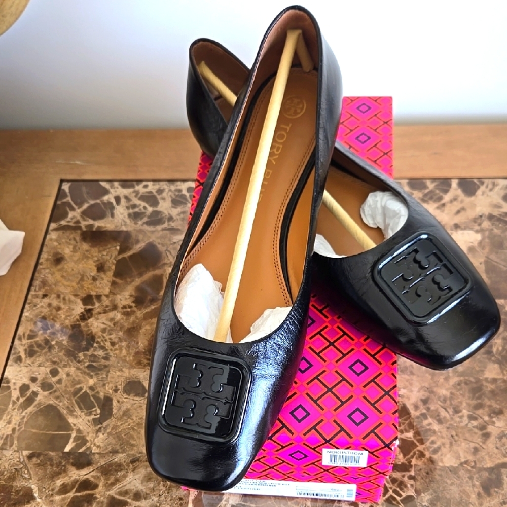 Tory Burch Black Leather Flats